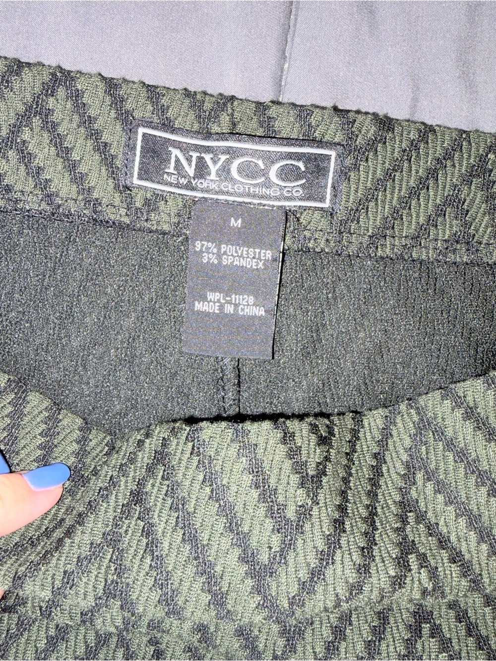 NYCC Olive Green Herringbone Pencil Midi Skirt NWT Size M - Picture 3 of 6